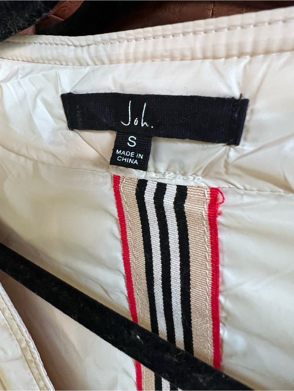 JOH Cream Quilted Quiet Luxury Old Money Quilted Button Front Bomber Jacket, S - Picture 14 of 14